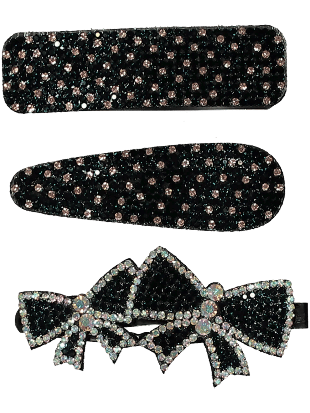 Sparkly Black Hair Clip Set (1)