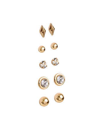 Gold Tone Metal Earring Set