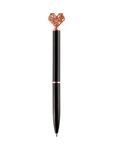Black and Rose Gold Heart Pen