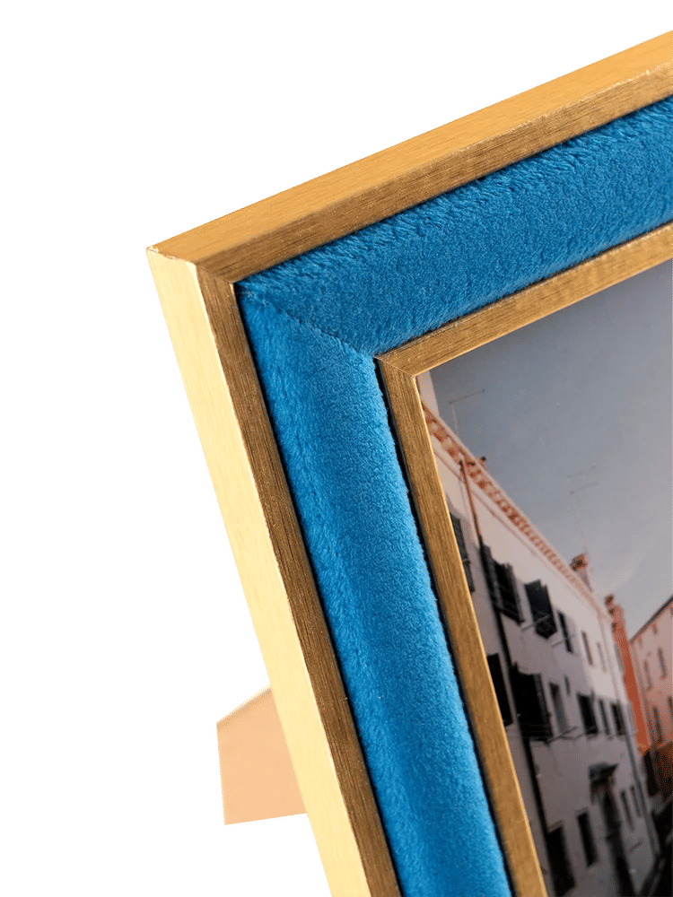 Small Blue Velvet and Gold Photo Frame (2)