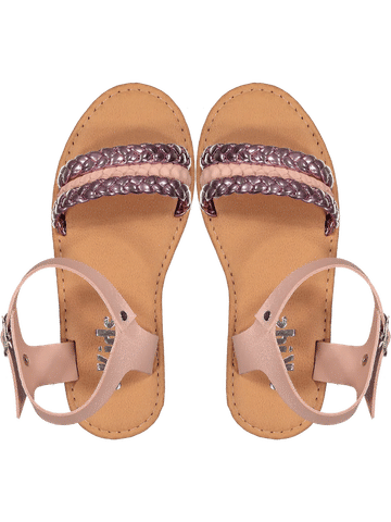 Braided Metallic Strap Sandals