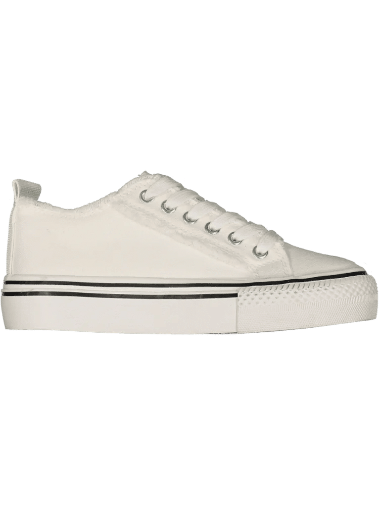 White Canvas Lace Up Sneakers