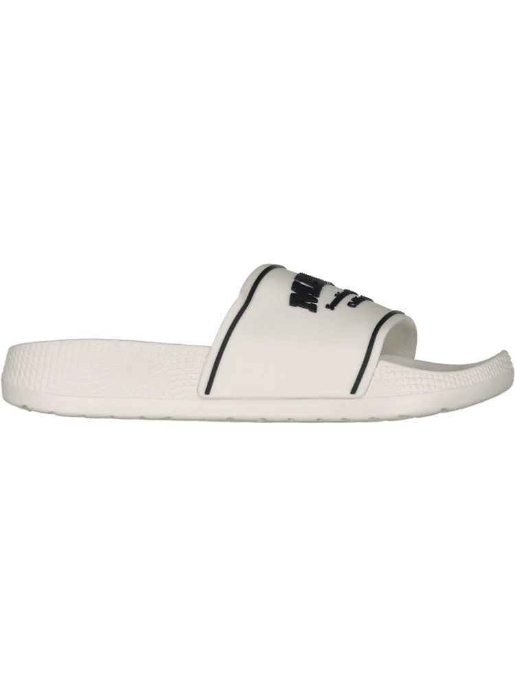 White Graphic Slide Sandals
