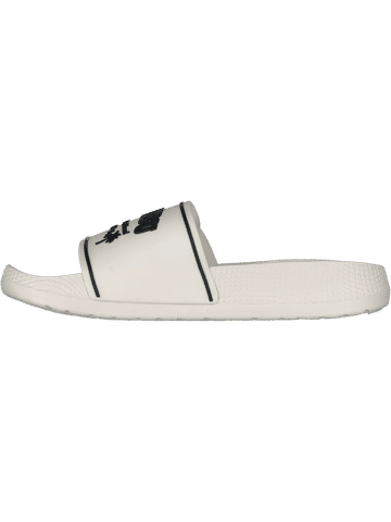 White Graphic Slide Sandals