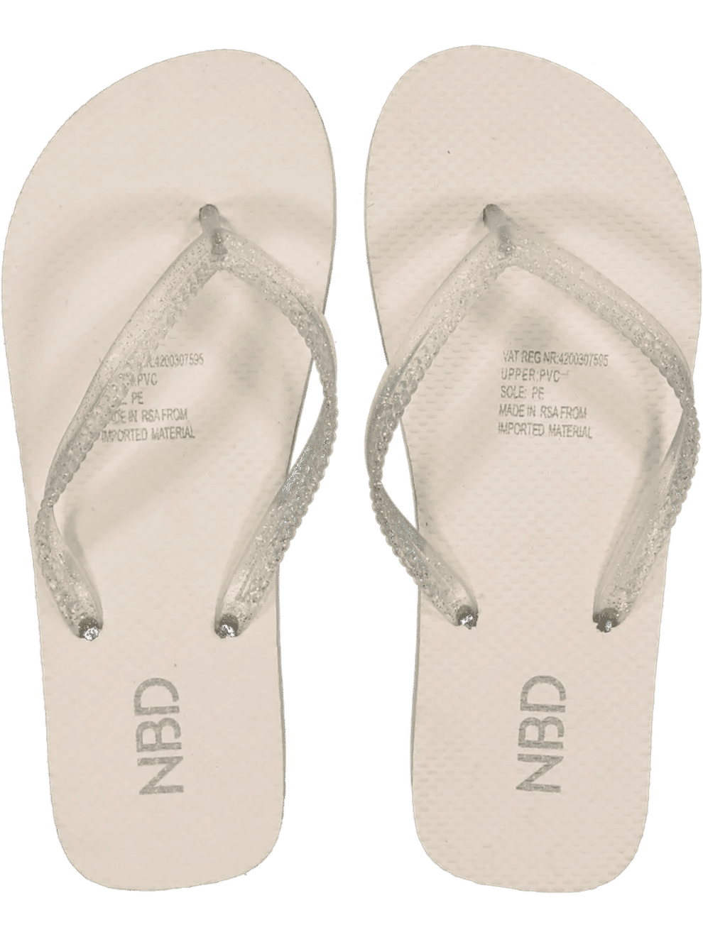 White Glitter Strap Flip Flops