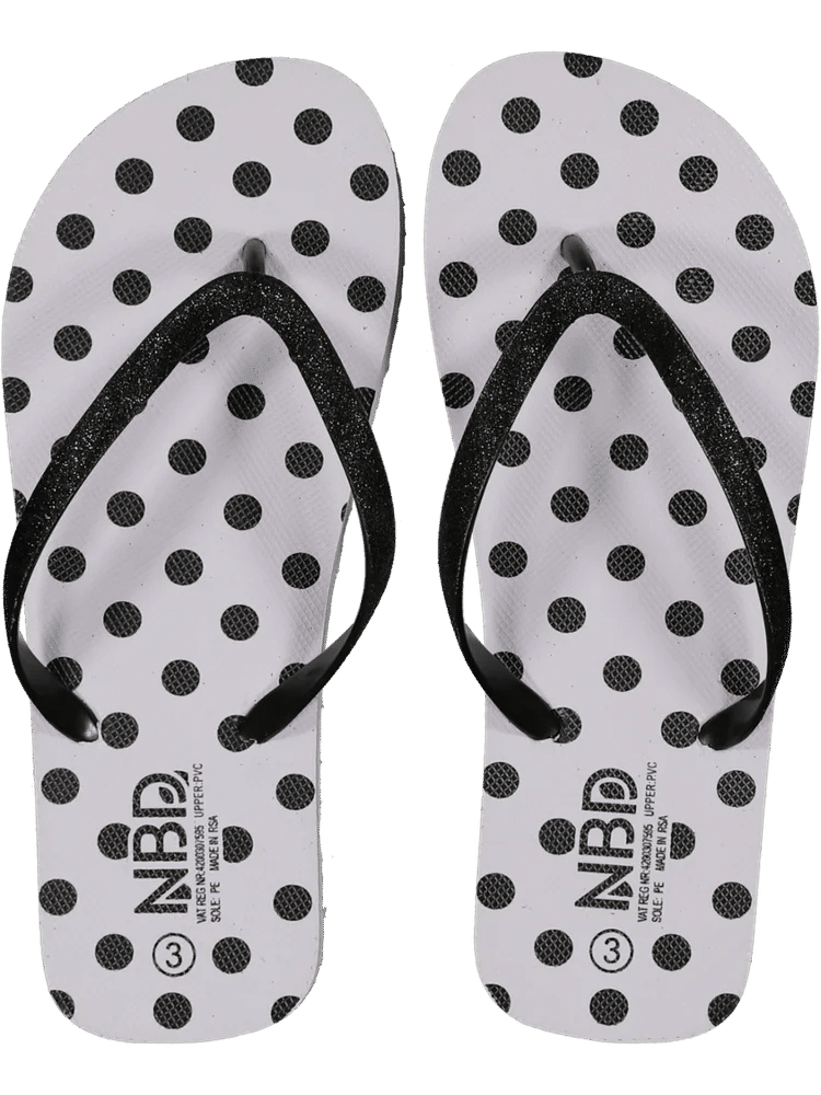 Black And White Glitter Strap Flip Flops (2)