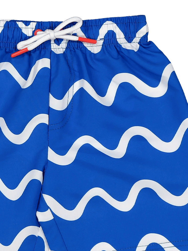 Blue Wave Pattern Swim Shorts (2)