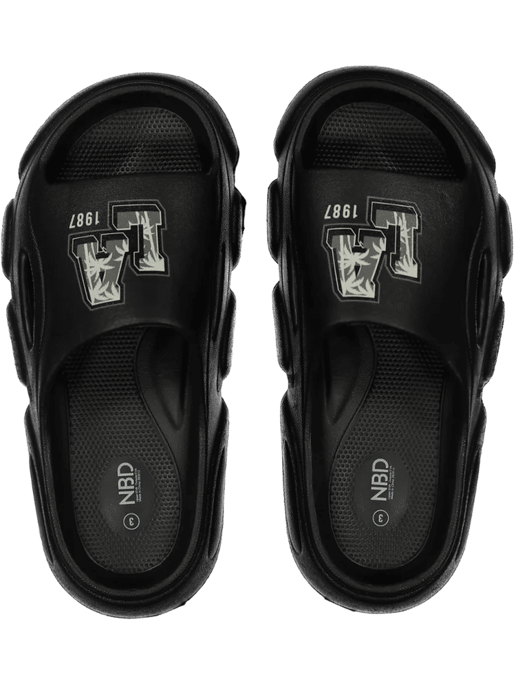 Black Moulded Slide Sandals (2)