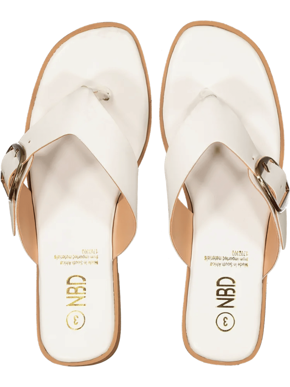 White Buckle Toe-Post Sandals