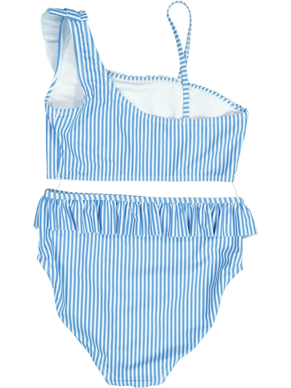 Blue Striped Ruffle Bikini (1)