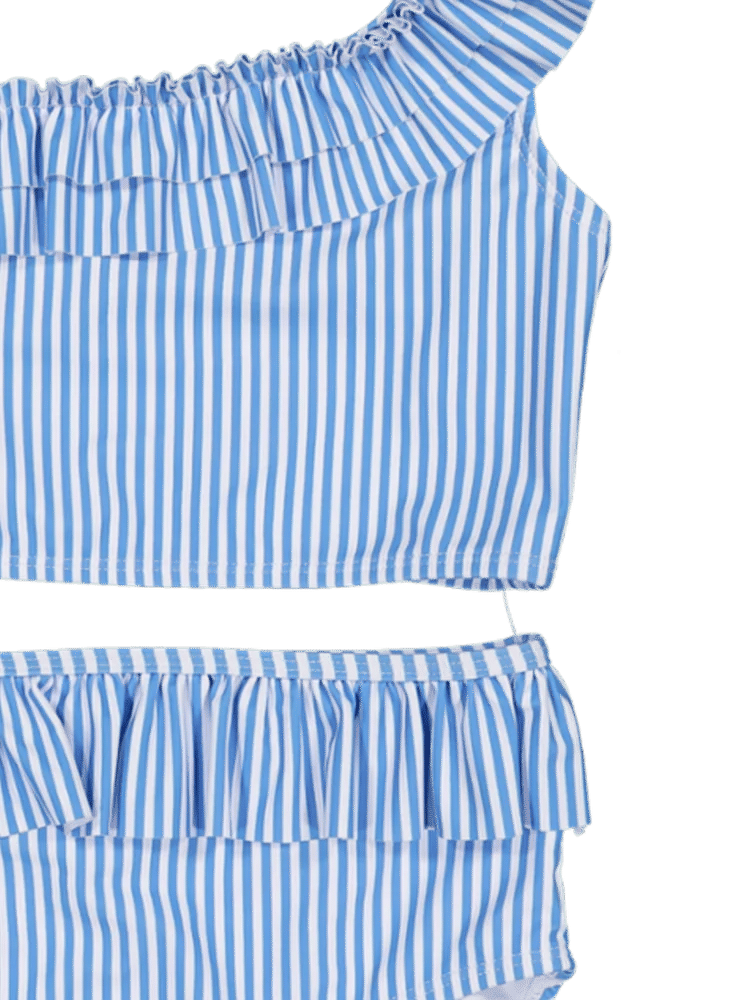 Blue Striped Ruffle Bikini (2)