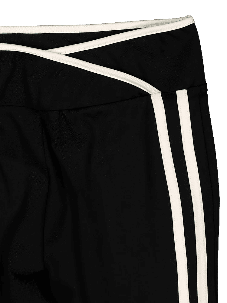 Black Flared Leggings With Side Stripes (2)