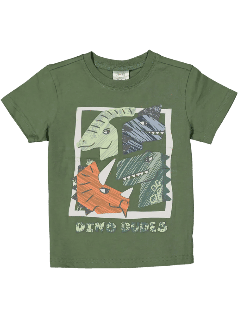 Green Dino Print Cotton T-Shirt