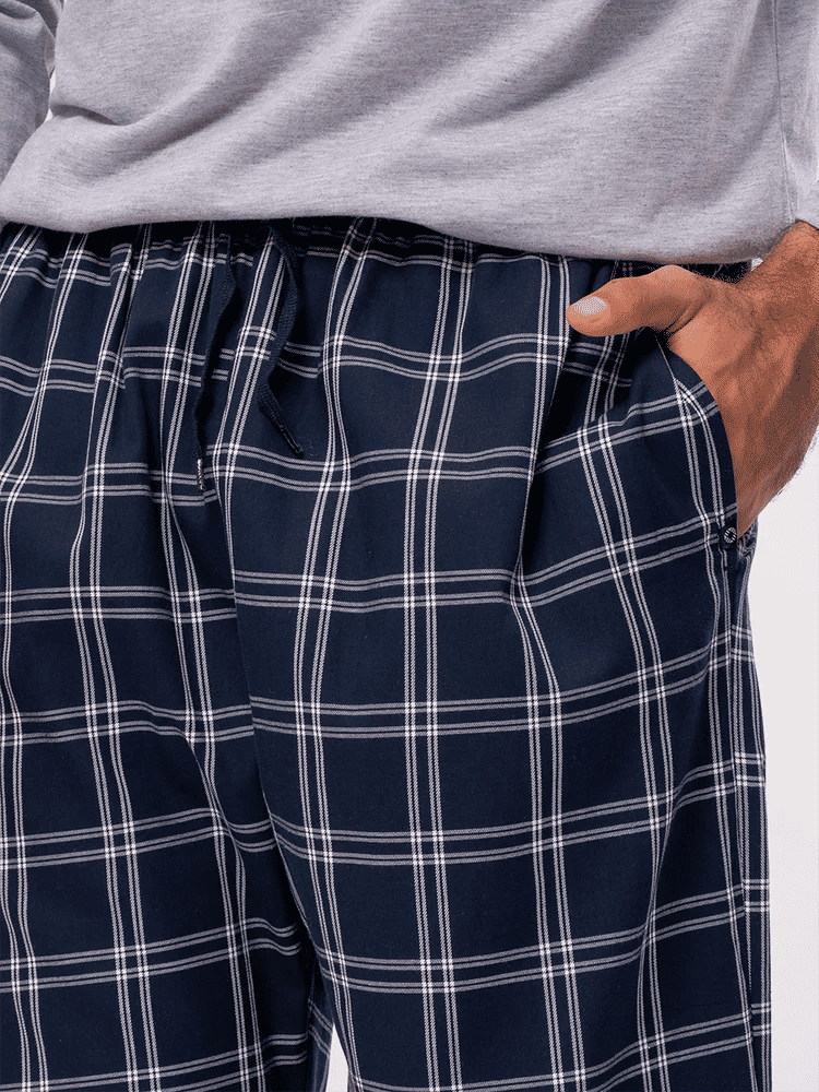 Navy Check Lounge Pants (1)
