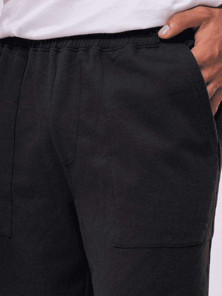Black Elastic Waist Shorts (1)