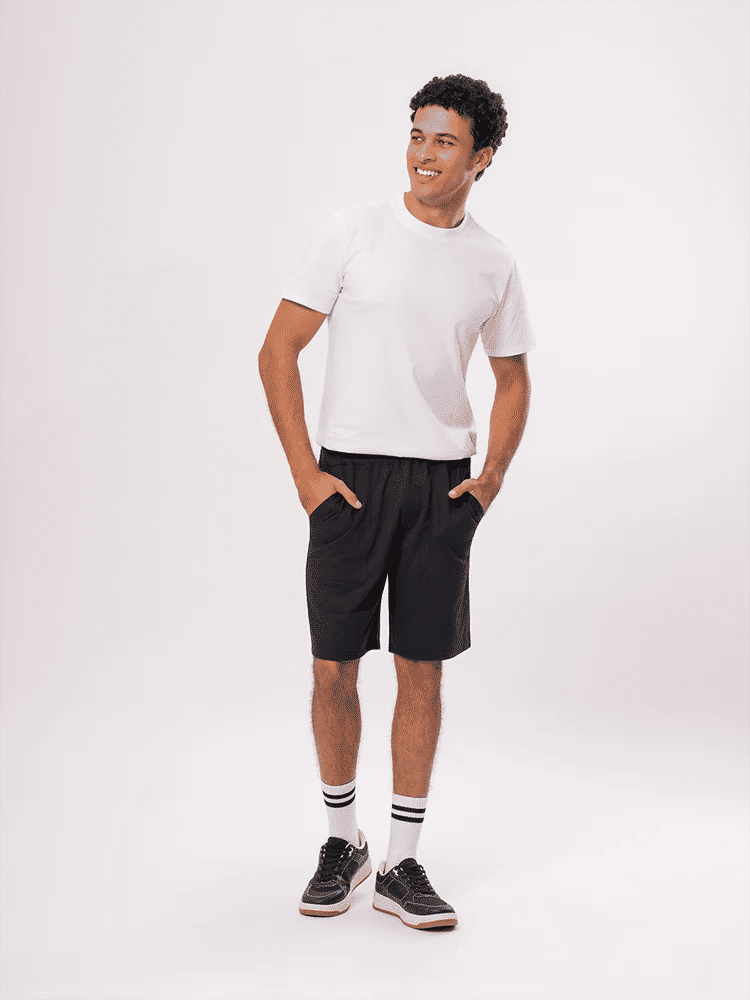 Black Elastic Waist Shorts (3)