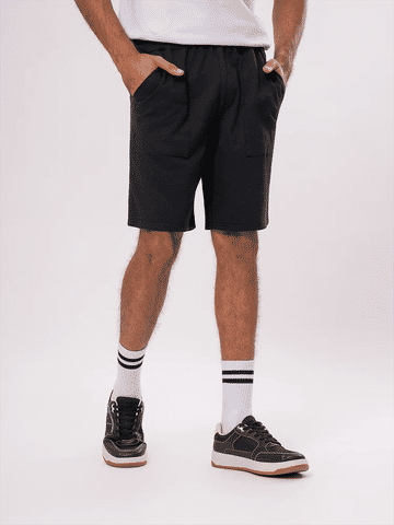 Black Elastic Waist Shorts