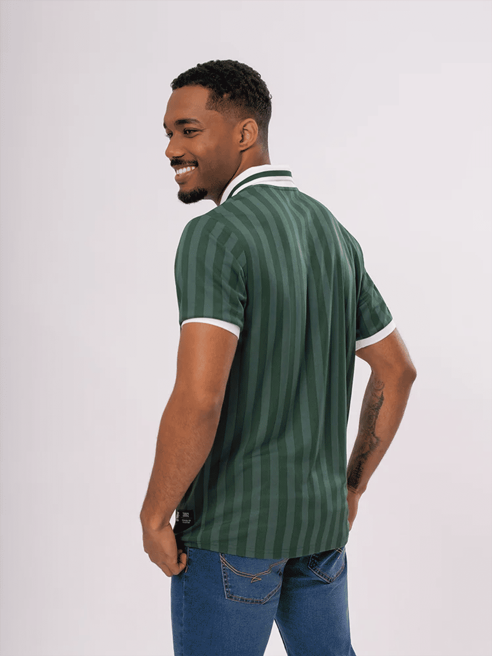 Green Striped Graphic Sports T-Shirt (2)