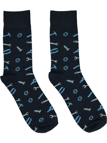 Navy Print Crew Socks
