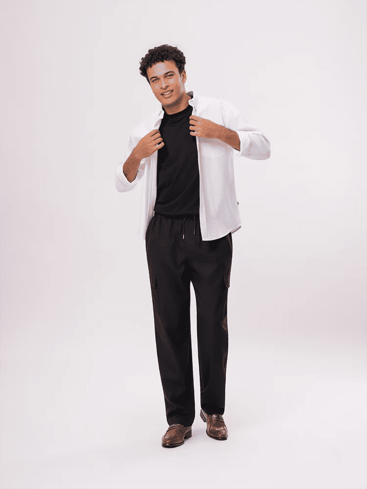 Black Casual Linen Trousers (3)