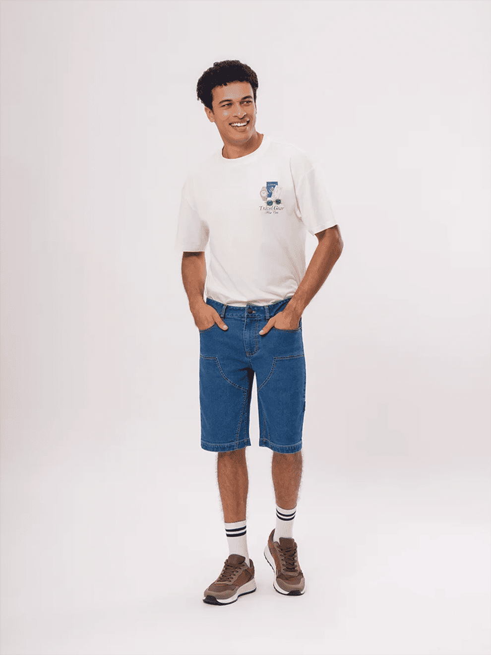 Blue Denim Panel Shorts (3)