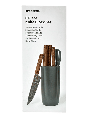 6 Piece  Marble Wood Handle Knife Set