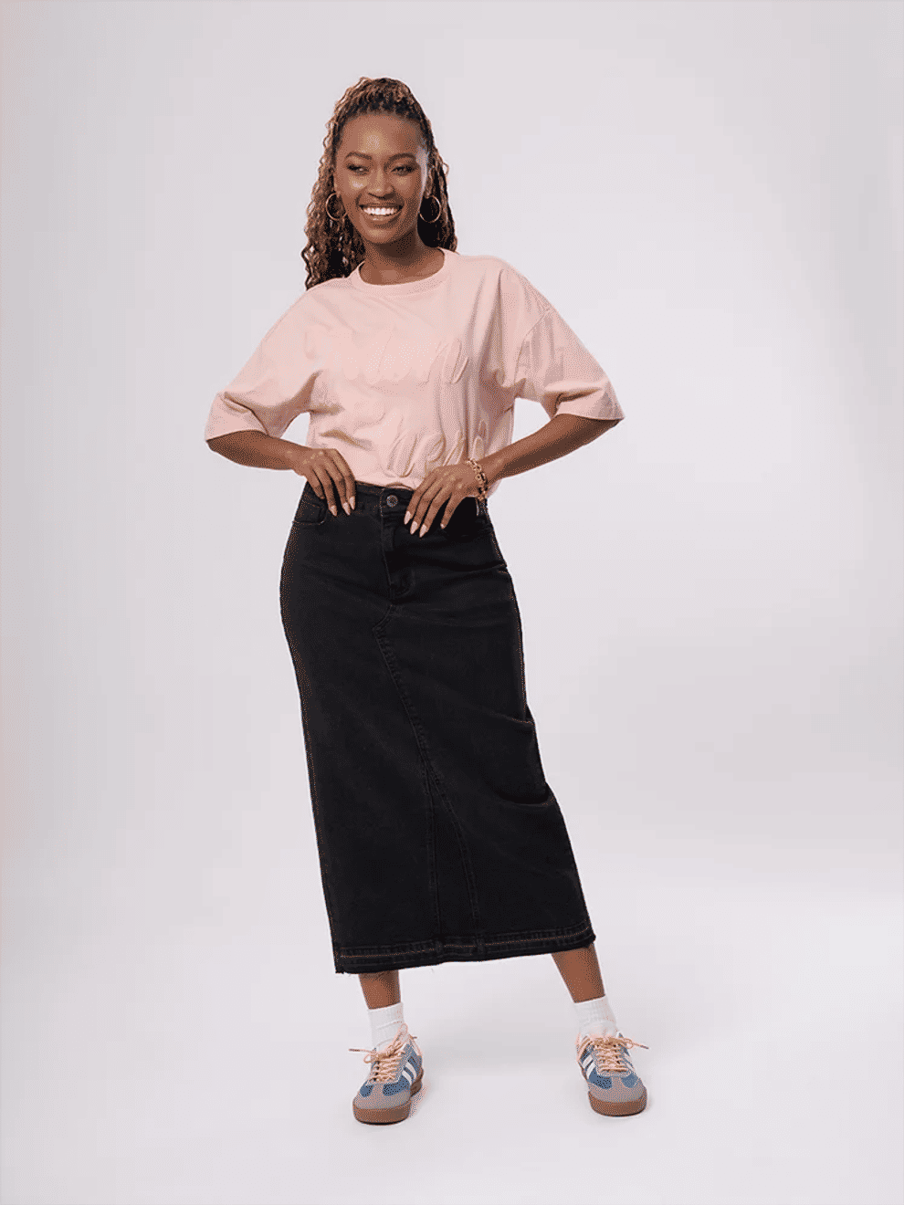 Black Denim Maxi Skirt (3)