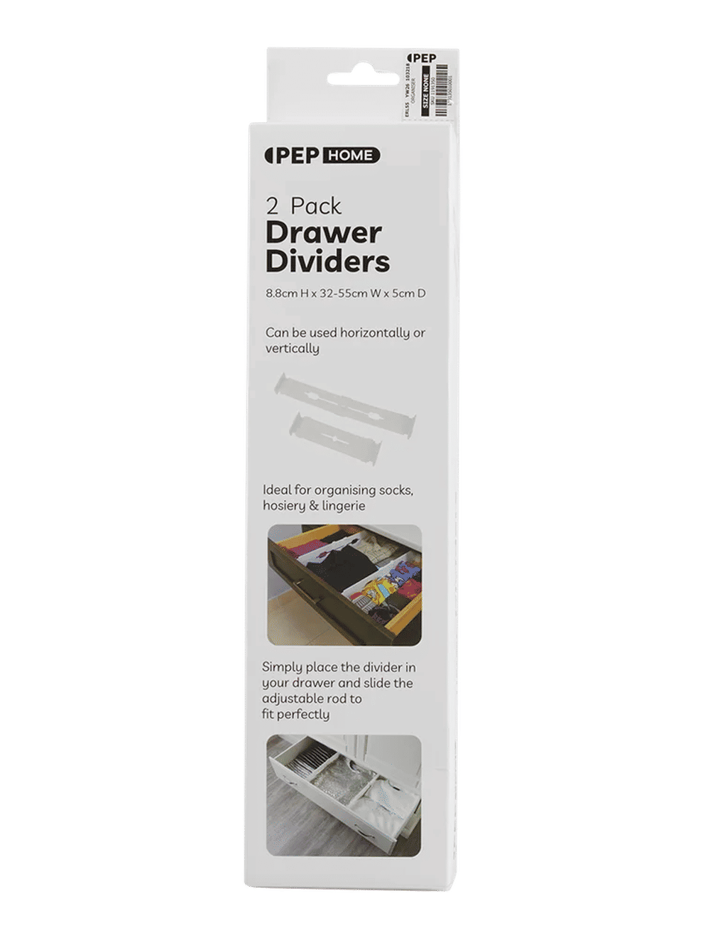2 Pack Adjustable Drawer Dividers