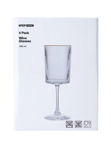 Set of Four Ribbed Wine Glasses