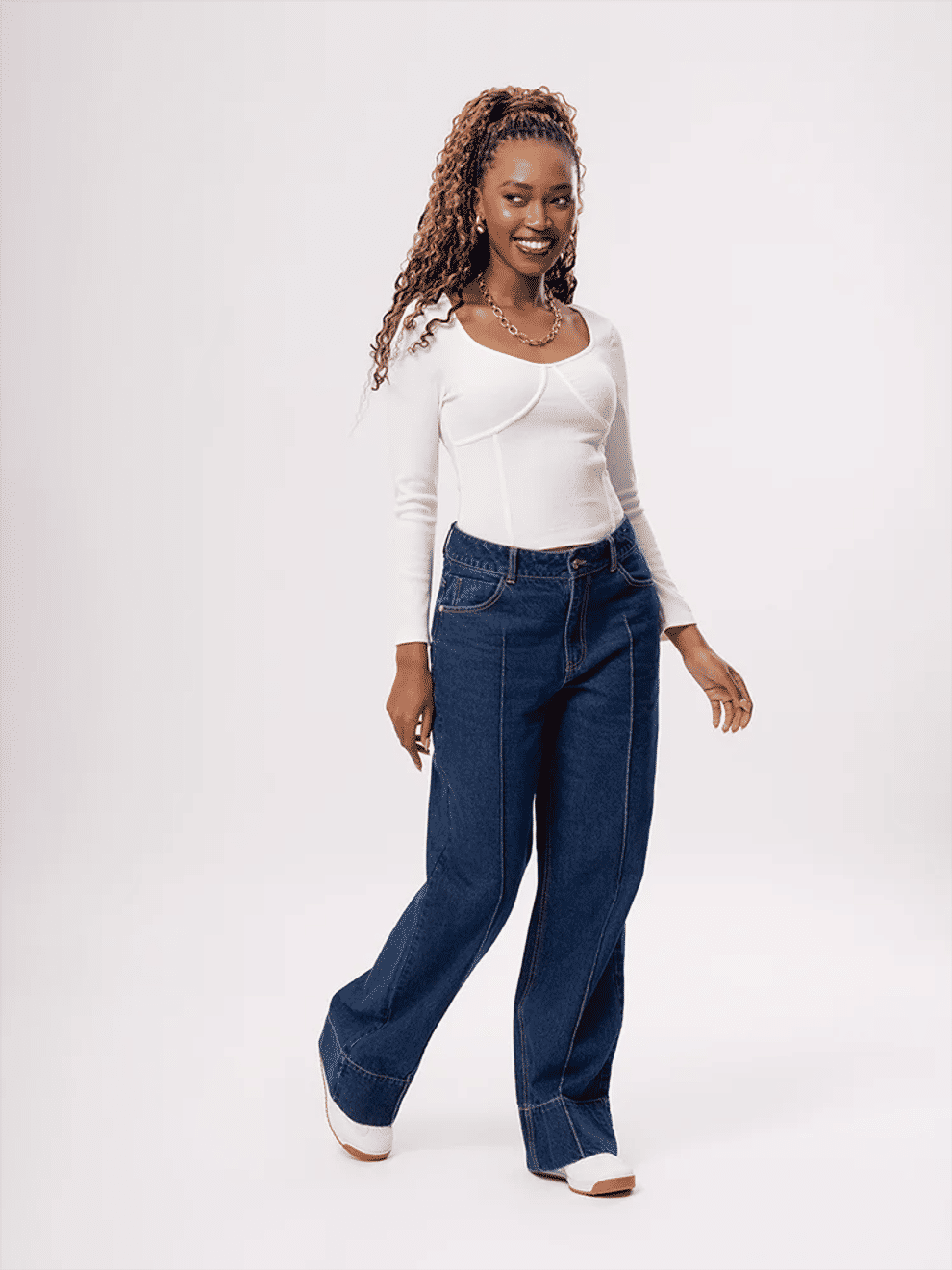 Edge Dark Wash Denim Wide Leg Trousers (3)