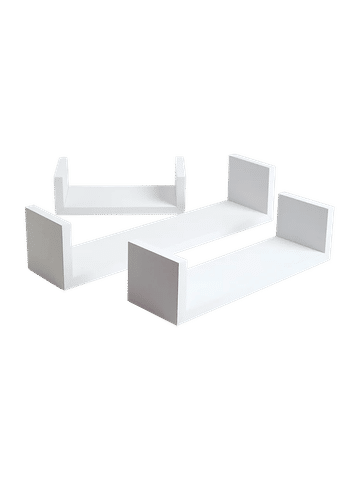 3 Piece White Floating Shelves 42.8x32.8x22.8cm