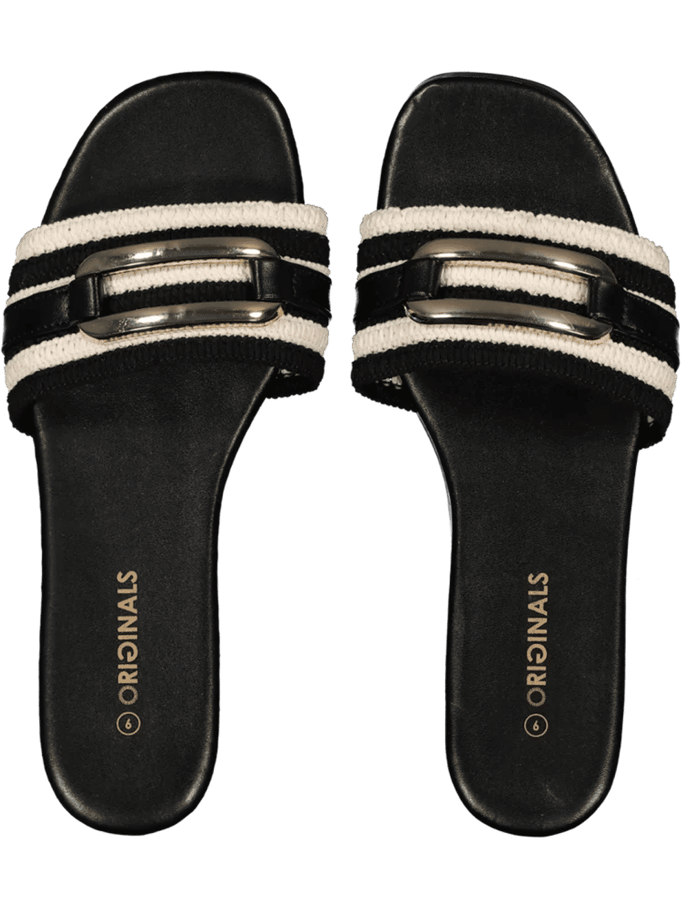Striped Buckle Sandals