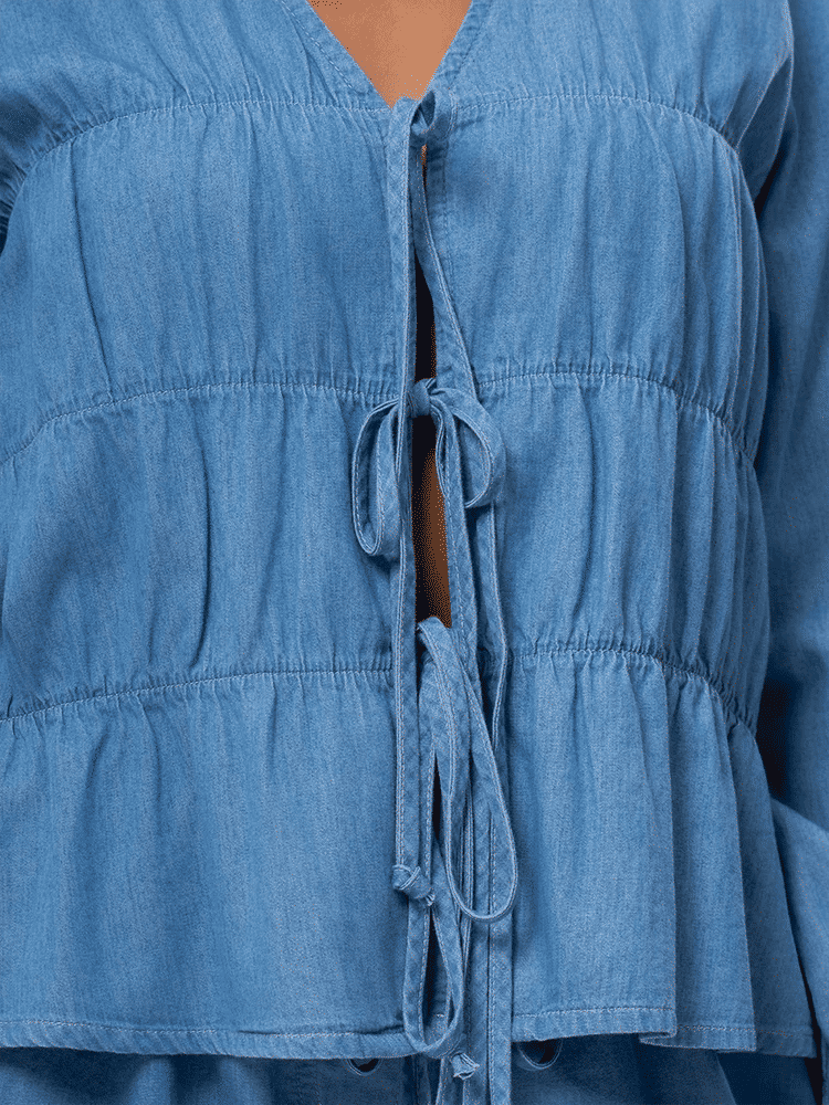 Chambray Tie-Front Blouse (1)