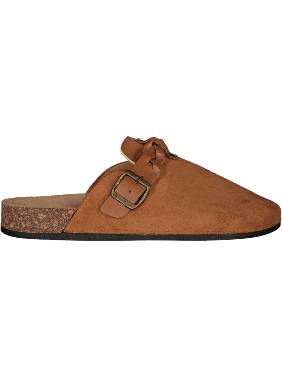 Faux Suede Buckle Mule