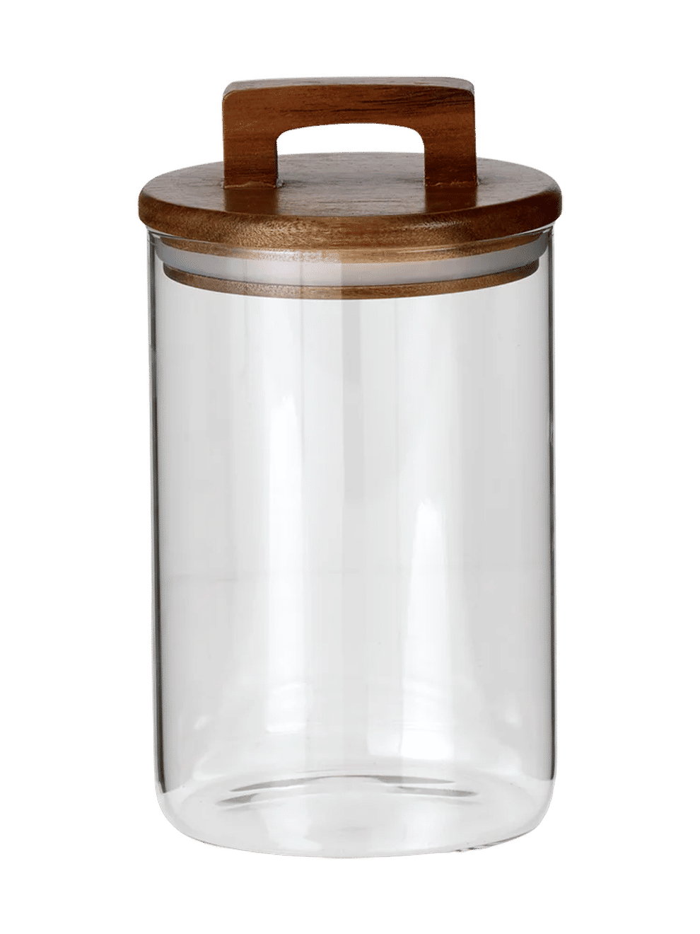 Glass Canister With Wooden Handle 10x15cm