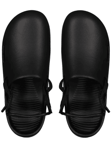 Black Faux Leather Sandals