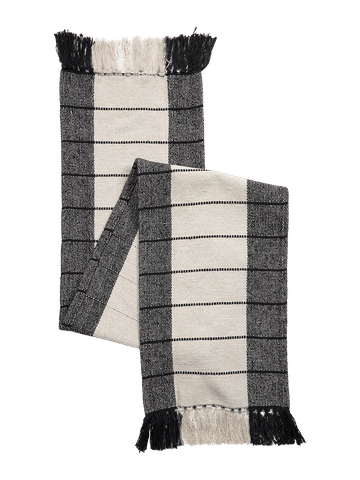 Black and Cream Textured Table Runner
