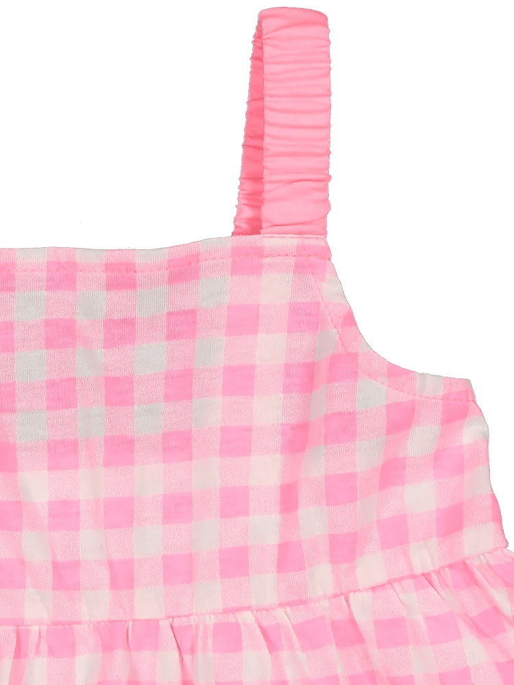 Pink Sleeveless Gingham Dress (2)