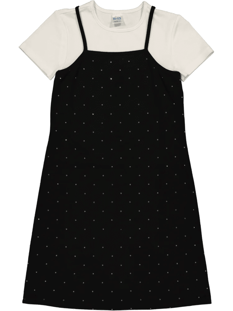 Black and White Ribbed Pinafore Dress