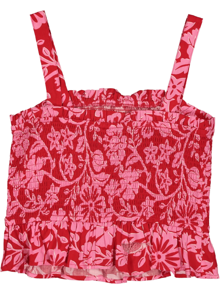 Red Floral Smocked Blouse (2)
