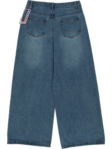 Wide Leg Distressed Denim Jeans