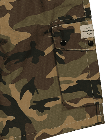Camo Print Cotton Cargo Shorts