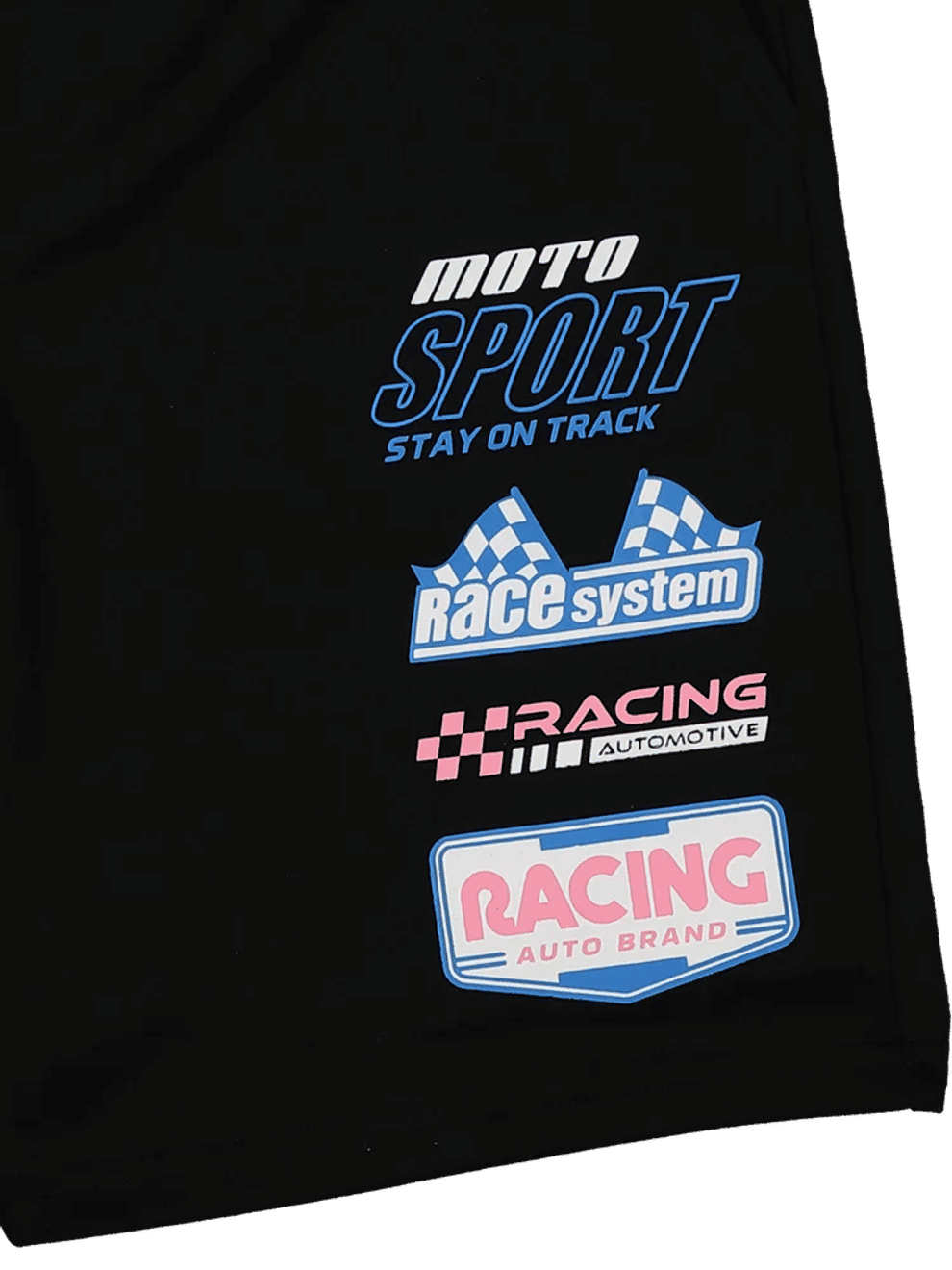 Graphic Print Motosport Shorts (1)