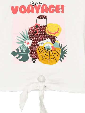 Bon Voyage Print Tie-Front Top