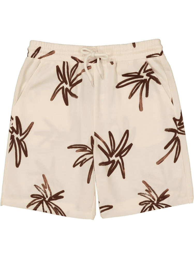 Cream Palm Print Shorts