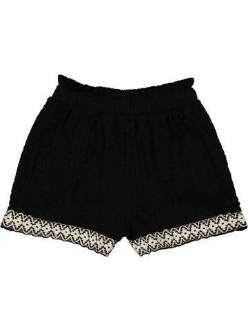Black Shorts With Embroidered Trim
