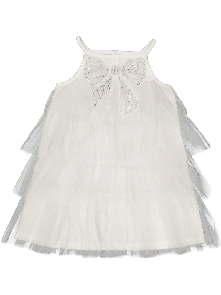 White Tiered Bow Dress