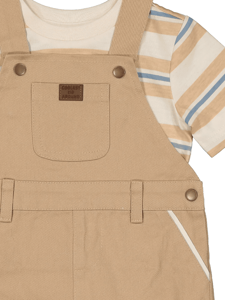 Tan Dungaree and Stripe T-Shirt (1)