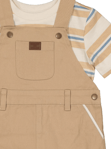 Tan Dungaree and Stripe T-Shirt