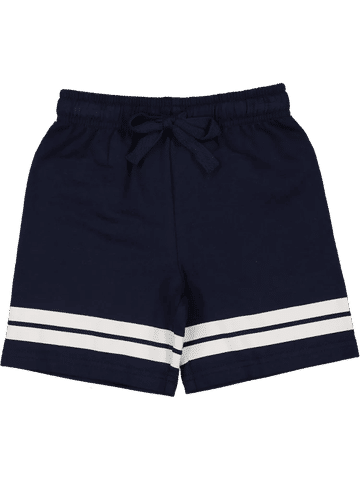 Navy Striped Cotton Shorts
